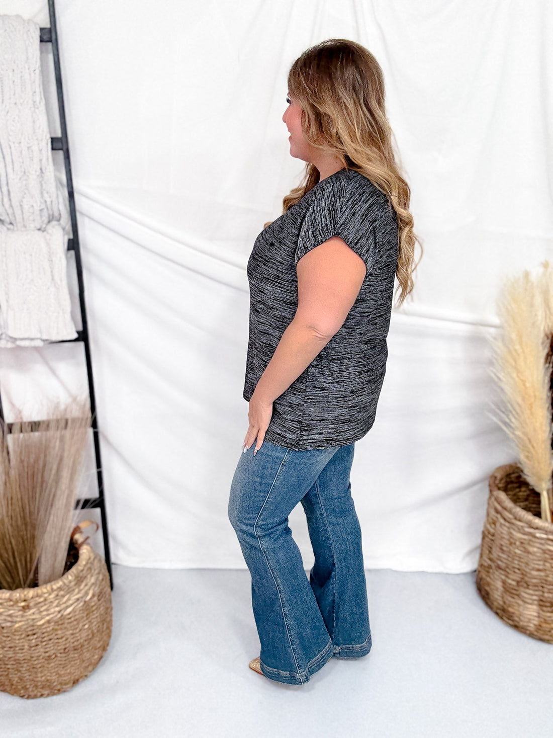 Black & Silver Shimmery Top With Cap Sleeves - Whiskey Skies - SEW IN LOVE