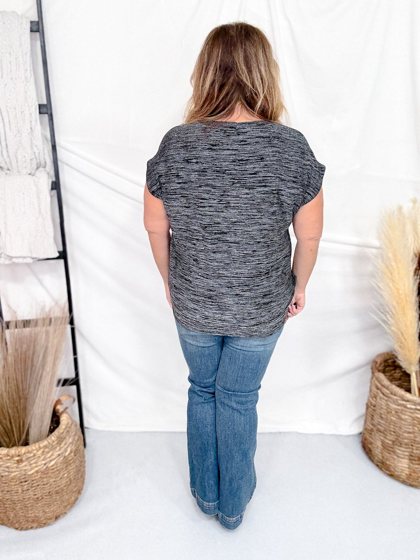 Black & Silver Shimmery Top With Cap Sleeves - Whiskey Skies - SEW IN LOVE