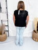 Black Sleeveless Crochet Sweater Vest With Metallic Buttons - Whiskey Skies - SHE + SKY