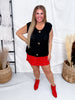 Black Sleeveless Crochet Sweater Vest With Metallic Buttons - Whiskey Skies - SHE + SKY