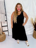 Black Sleeveless Essential V - Neck Ribbed Maxi Dress - Whiskey Skies - BLUMIN