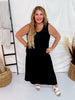 Black Sleeveless Essential V - Neck Ribbed Maxi Dress - Whiskey Skies - BLUMIN