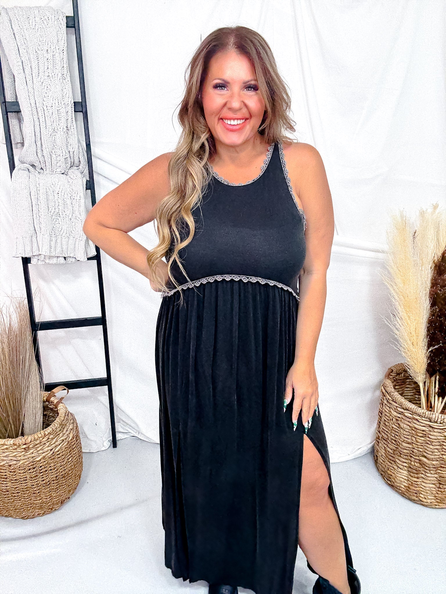 black racerback dress Sleeveless Maxi With Embroidered Hems SMALL Red, White Cream and category:Bridal Size:42-43Long (over 6'2