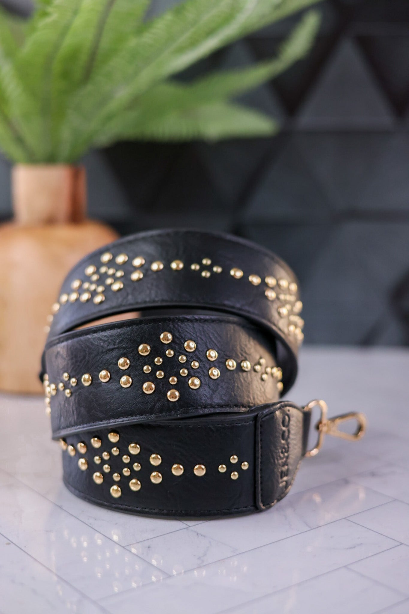 Black Studded Guitar Strap - Whiskey Skies - JEN&CO.