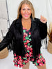 Black Suede Jacket W/ Fringe Detail - Whiskey Skies - ANDREE BY UNIT