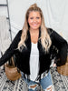 Black Suede Jacket W/ Fringe Detail - Whiskey Skies - ANDREE BY UNIT