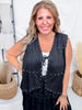 Black Suede Tie Front Vest With Studs - Whiskey Skies - POLAGRAM + BAEVELY