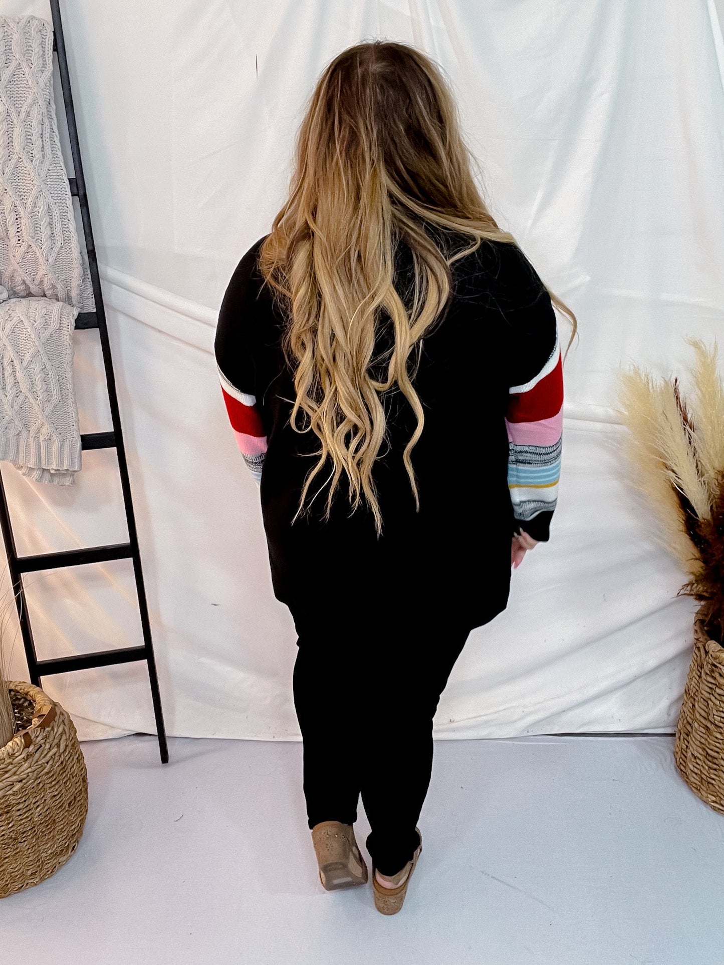 Black Sweater with Fun Colored Sleeves - Whiskey Skies - ANDREE BY UNIT