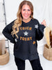 Black Sweatshirt With Gingham Patterned "Trick Or Treat" - Whiskey Skies - ODDI