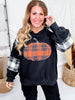 Black Sweatshirt With Plaid Pumpkin & Sleeves - Whiskey Skies - ODDI