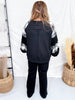Black Sweatshirt With Plaid Pumpkin & Sleeves - Whiskey Skies - ODDI