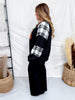 Black Sweatshirt With Plaid Pumpkin & Sleeves - Whiskey Skies - ODDI