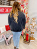 Black Sweatshirt with Sequin Gingerbread Cookies - Whiskey Skies - WHITE BIRCH