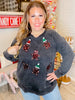 Black Sweatshirt with Sequin Gingerbread Cookies - Whiskey Skies - WHITE BIRCH