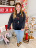 Black Sweatshirt with Sequin Gingerbread Cookies - Whiskey Skies - WHITE BIRCH