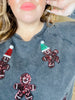 Black Sweatshirt with Sequin Gingerbread Cookies - Whiskey Skies - WHITE BIRCH