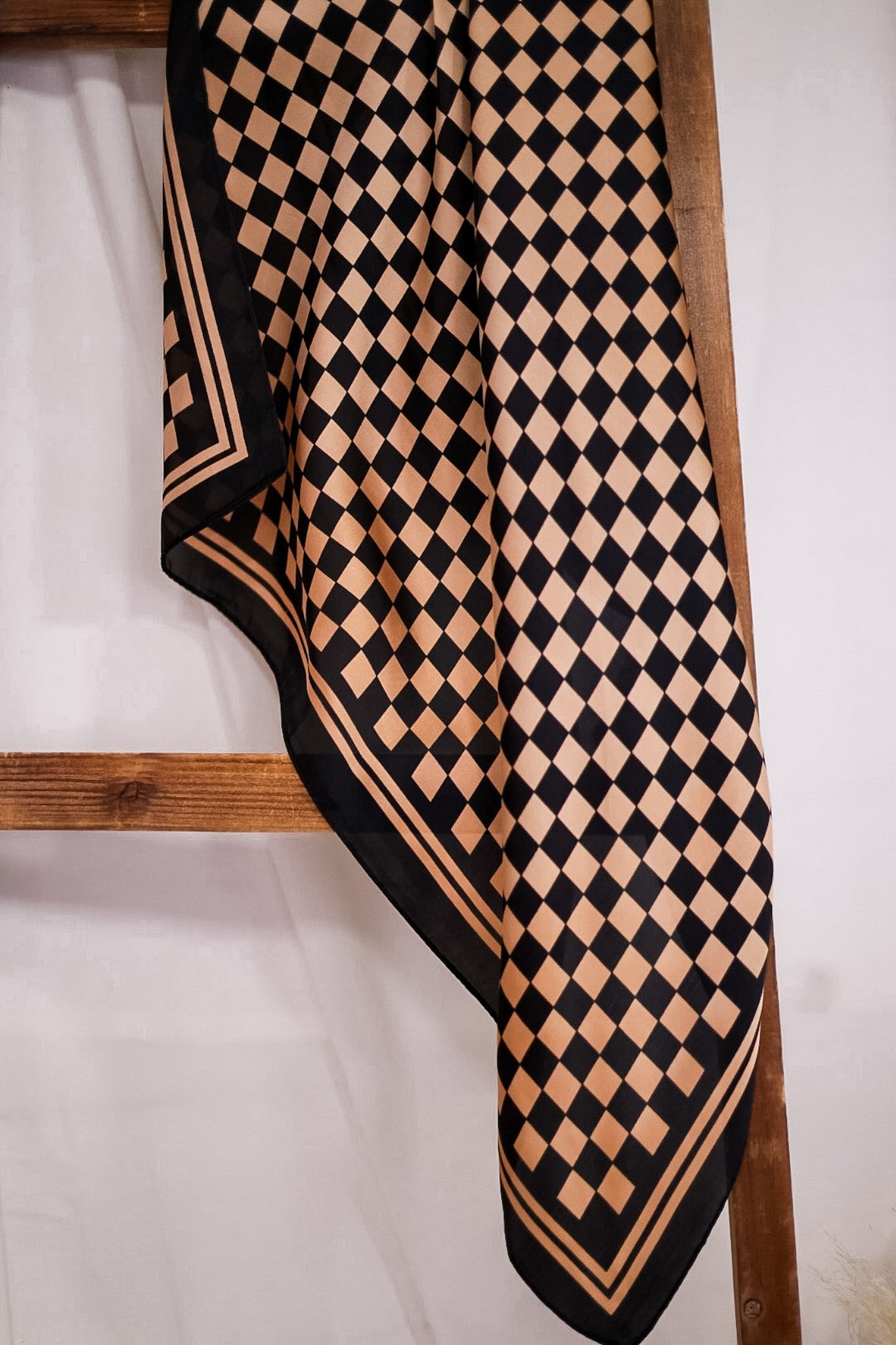 Black & Tan Checkered Out Wild Rag - Whiskey Skies - ROWDY CROWD CLOTHING