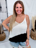 Black & Tan Colorblock Knit Spaghetti Strap Top - Whiskey Skies - COZY CO
