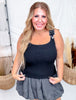 Black Tank Top With Overall Straps - Whiskey Skies - WHITE BIRCH