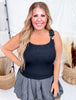 Black Tank Top With Overall Straps - Whiskey Skies - WHITE BIRCH