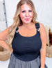 Black Tank Top With Overall Straps - Whiskey Skies - WHITE BIRCH