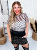 Black & Taupe Checker Short Sleeve Mesh Top - Whiskey Skies - DAVI & DANI