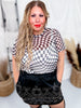 Black & Taupe Checker Short Sleeve Mesh Top - Whiskey Skies - DAVI & DANI