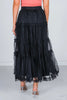 Black Tulle Mesh Ruffle Midi Skirt - Whiskey Skies - POLAGRAM + BAEVELY