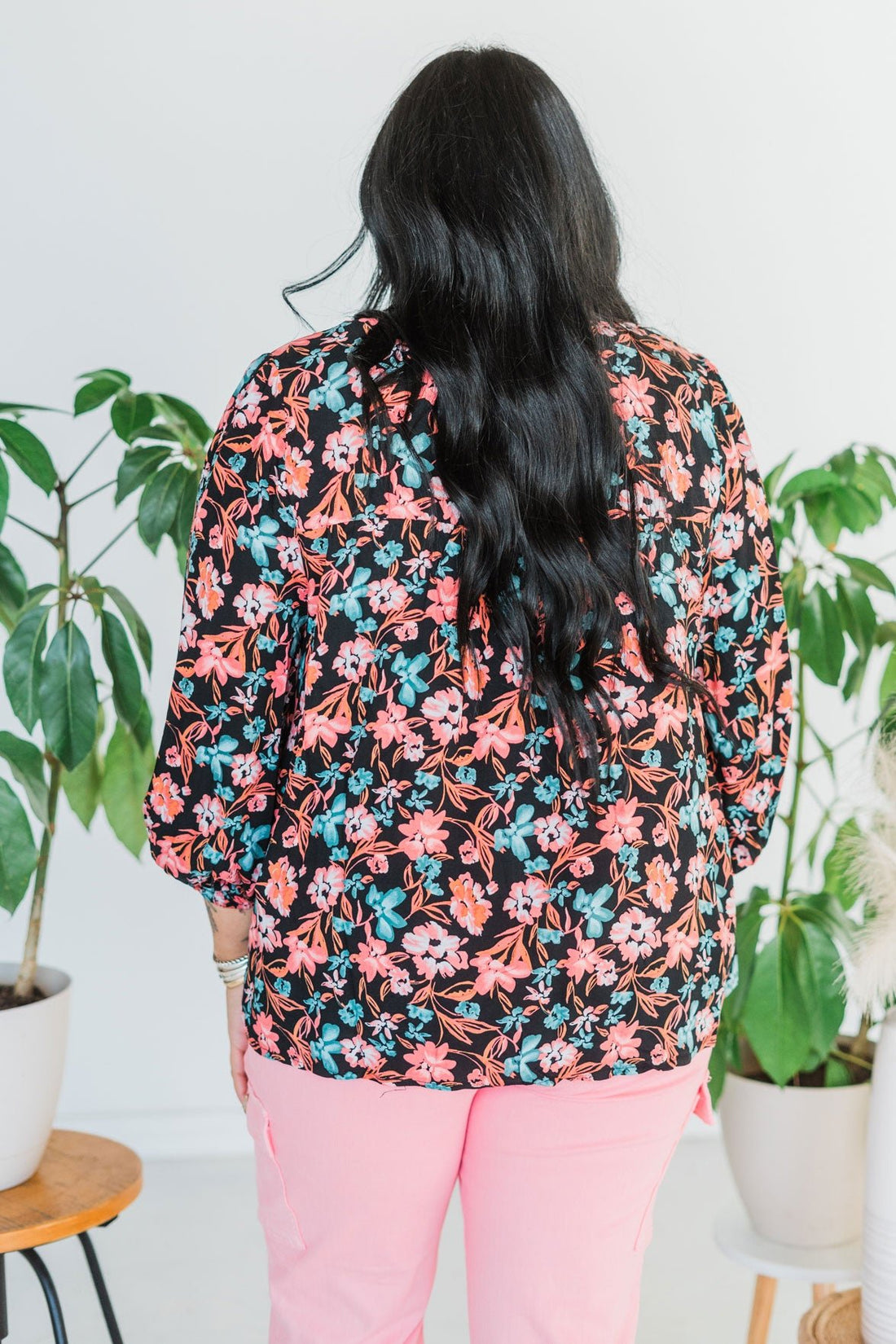 Black & Turquoise Floral Print Top - Whiskey Skies - ANDREE BY UNIT