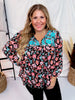 Black & Turquoise Floral Print Top - Whiskey Skies - ANDREE BY UNIT