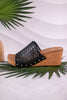 Black Vacation Rattan Wedge Sandal - Whiskey Skies - CORKYS FOOTWEAR