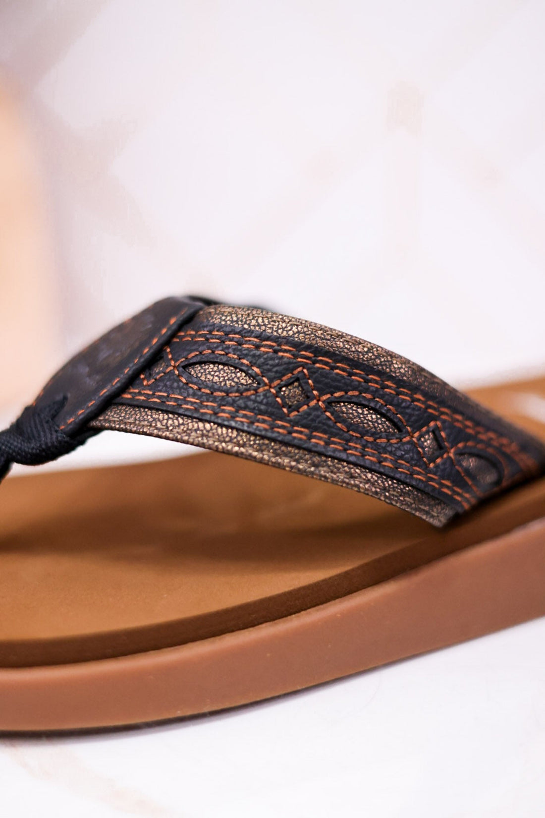 Black Western Inspired "Galya" Sandals W/ Stitching Details - Whiskey Skies - YELLOWBOX