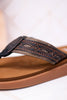 Black Western Inspired "Galya" Sandals W/ Stitching Details - Whiskey Skies - YELLOWBOX