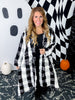Black & White Check Long Flare Hooded Duster - Whiskey Skies - PAPER LACE