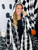 Black & White Check Long Flare Hooded Duster - Whiskey Skies - PAPER LACE