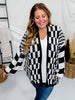 Black & White Checkerboard Open Front Cardigan - Whiskey Skies - DAVI & DANI