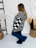 Black & White Checkerboard Open Front Cardigan - Whiskey Skies - DAVI & DANI