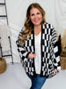 Black & White Checkerboard Open Front Cardigan - Whiskey Skies - DAVI & DANI