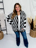 Black & White Checkerboard Open Front Cardigan - Whiskey Skies - DAVI & DANI