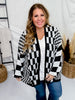 Black & White Checkerboard Open Front Cardigan - Whiskey Skies - DAVI & DANI