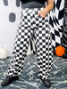 Black & White Checkered Barrel Leg Pants - Whiskey Skies - ODDI