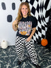 Black & White Checkered Barrel Leg Pants - Whiskey Skies - ODDI