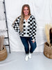 Black & White Checkered Bow Closure Cardigan - Whiskey Skies - SWEET GENERIS