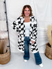Black & White Checkered Ghost Print Cardigan - Whiskey Skies - BLAKELEY
