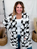 Black & White Checkered Ghost Print Cardigan - Whiskey Skies - BLAKELEY