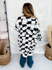 Black & White Checkered Ghost Print Cardigan - Whiskey Skies - BLAKELEY