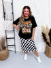 Black & White Checkered Print Midi Skirt - Whiskey Skies - JESS LEA