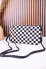 Black & White Checkered Riley Crossbody Bag - Whiskey Skies - JEN & CO