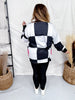 Black & White Checkered Sweatshirt With Pink Bow Accents - Whiskey Skies - ROWDY CROWD CLOTHING