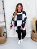 Black & White Checkered Sweatshirt With Pink Bow Accents - Whiskey Skies - ROWDY CROWD CLOTHING